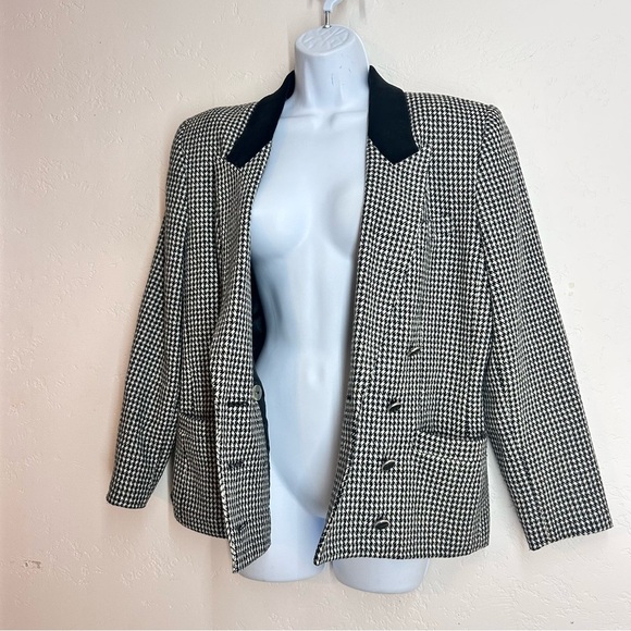 Lord & Taylor Vintage Classic Houndstooth Double Breasted Blazer 12 P Preppy - Picture 7 of 13